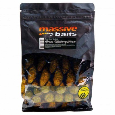 MASSIVE BAITS TOP SHELF BOILIES 1kg 18mm GREEN MULBERRY (TS057)